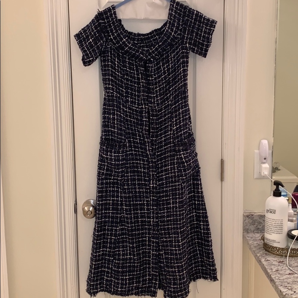 Zara off the shoulder tweed dress